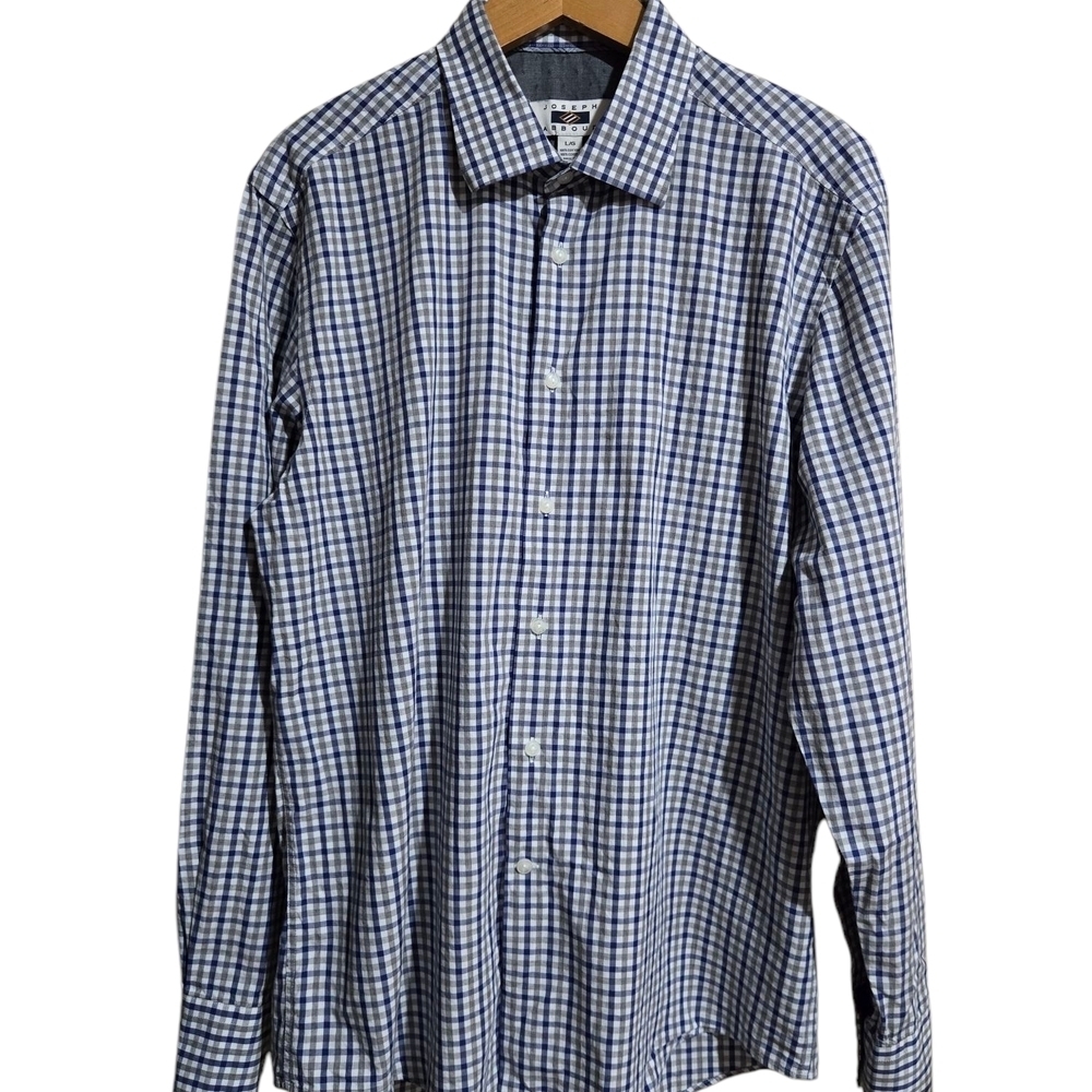 Joseph Abboud Men's Blue, Grey And White Checkered Shirt. Men's Size Lg